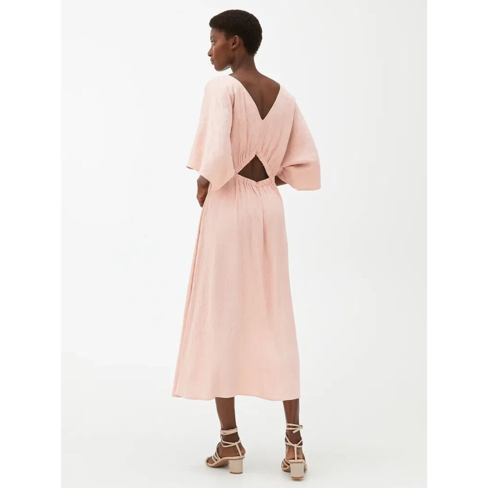 Arket Women's Size UK 18 Pink Keyhole Jacquard Maxi Dress NWT